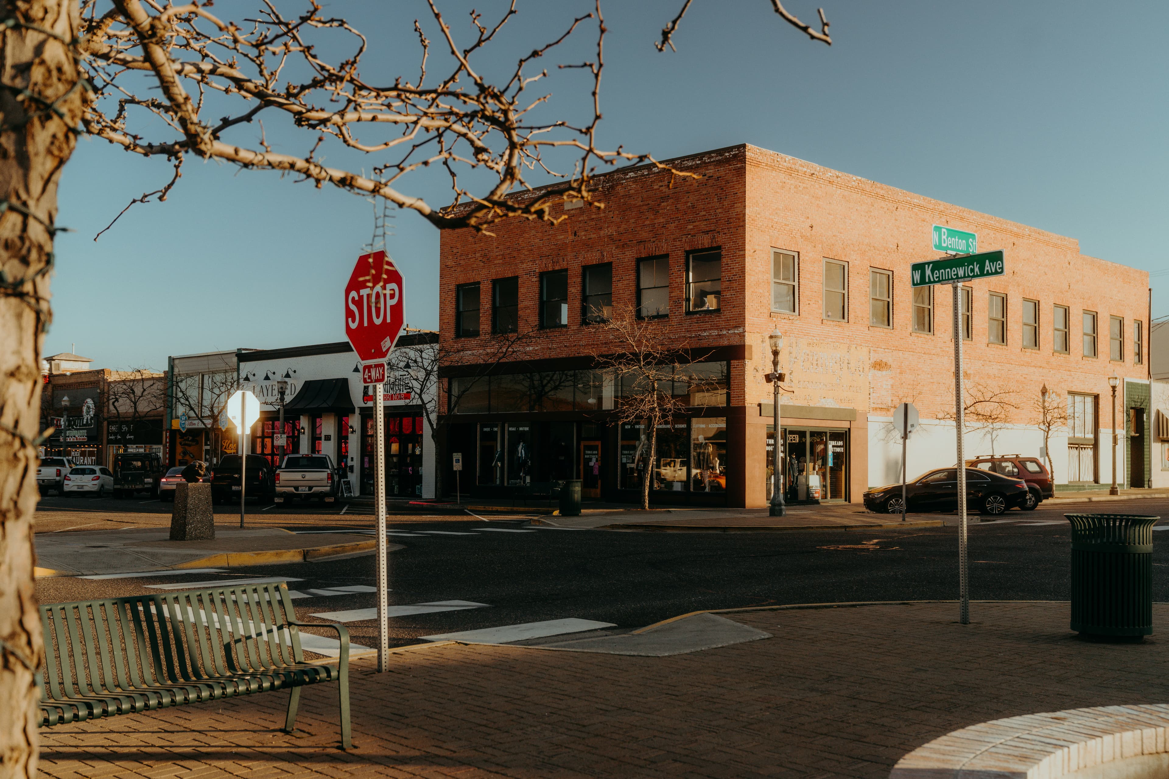 A quiet street corner near our studio, golden hour